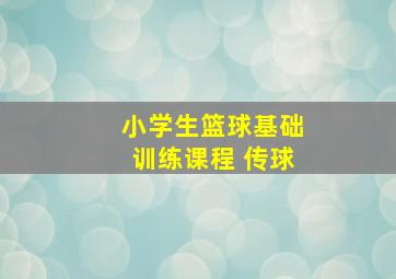 小学生篮球基础训练课程 传球